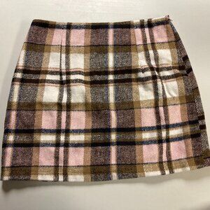 IDEALSANXSUN Plaid Wool Mini-Skirt